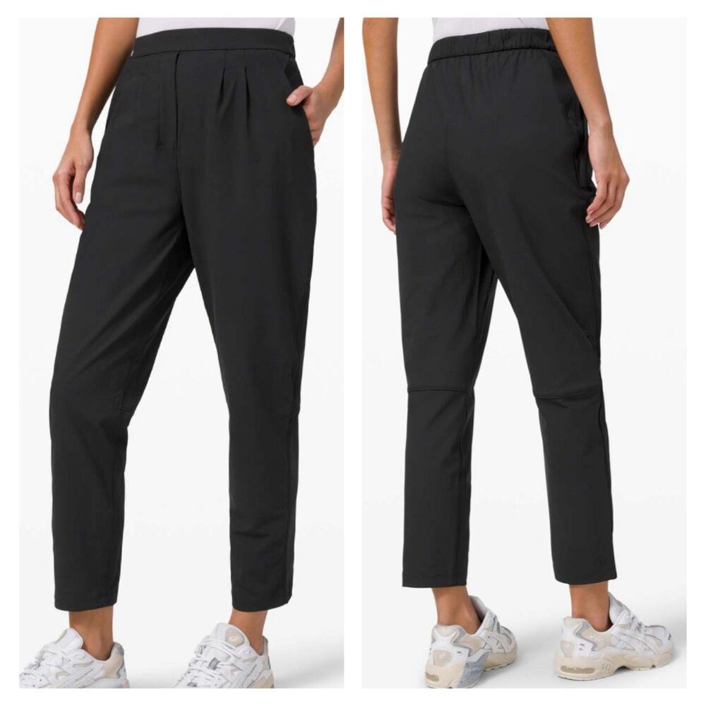 Lululemon Womens Essential High Rise Trouser Pant Size 2 Black Pleated Active